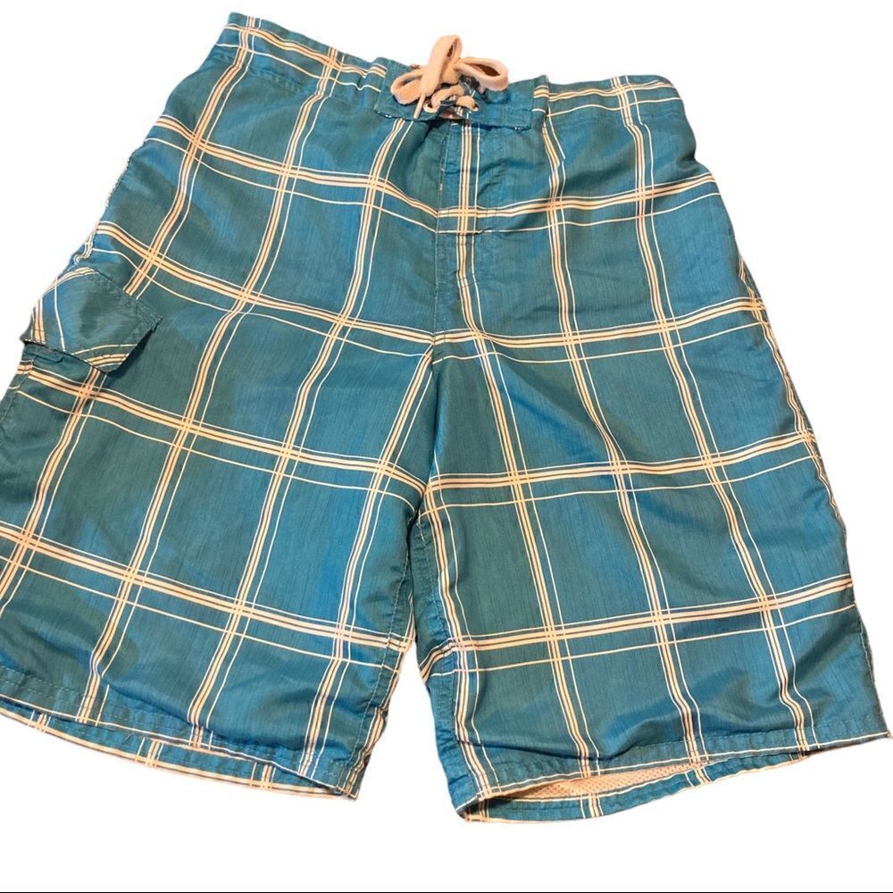 OCEAN PACIFIC MEN’S TEAL/WHITE BOARD SHORTS / SWIM TRUNKS / SZ: S